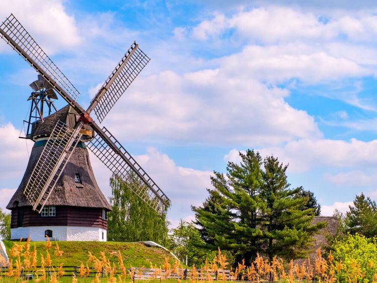 Historische Windmühle in Gifhorn im Sommer