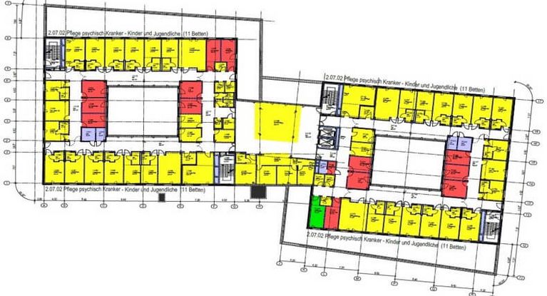 Bauplan Obergeschoss neue Akutpsychosomatik in Bad Bodenteich